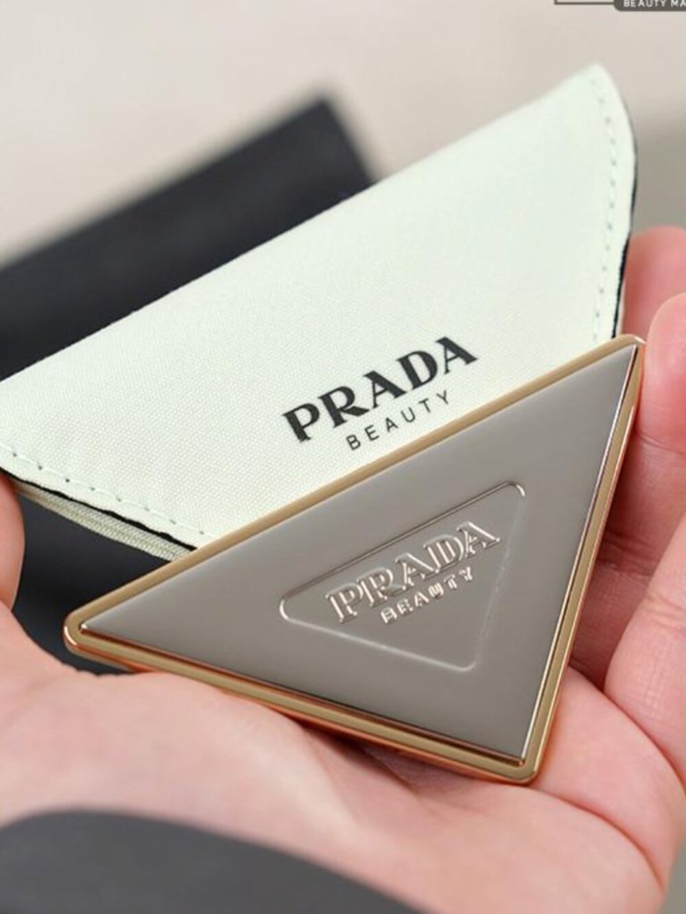 PRADA Beauty Triangle Portable Gold Make-up Mirror